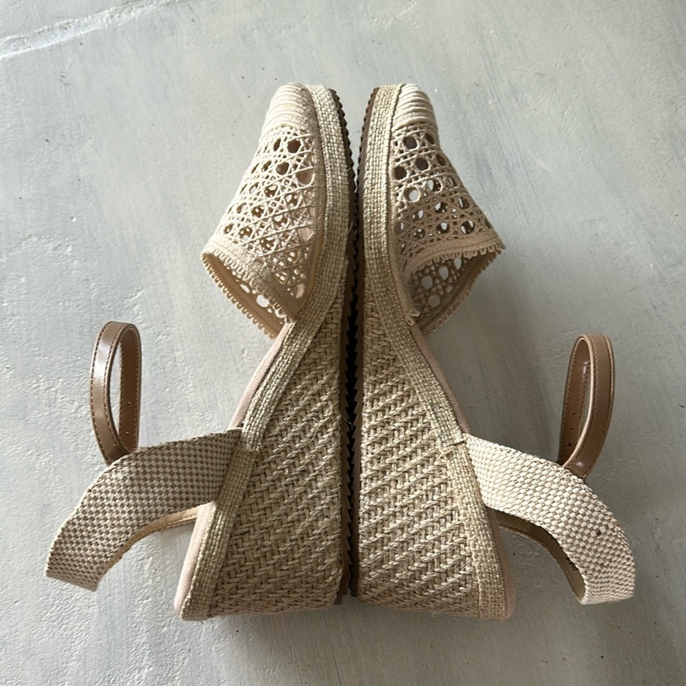 Anne Klein Women’s Zida Woven Espadrille Wedge Sandal 8.5 Summer 2” Shoe Neutral - Picture 6 of 16